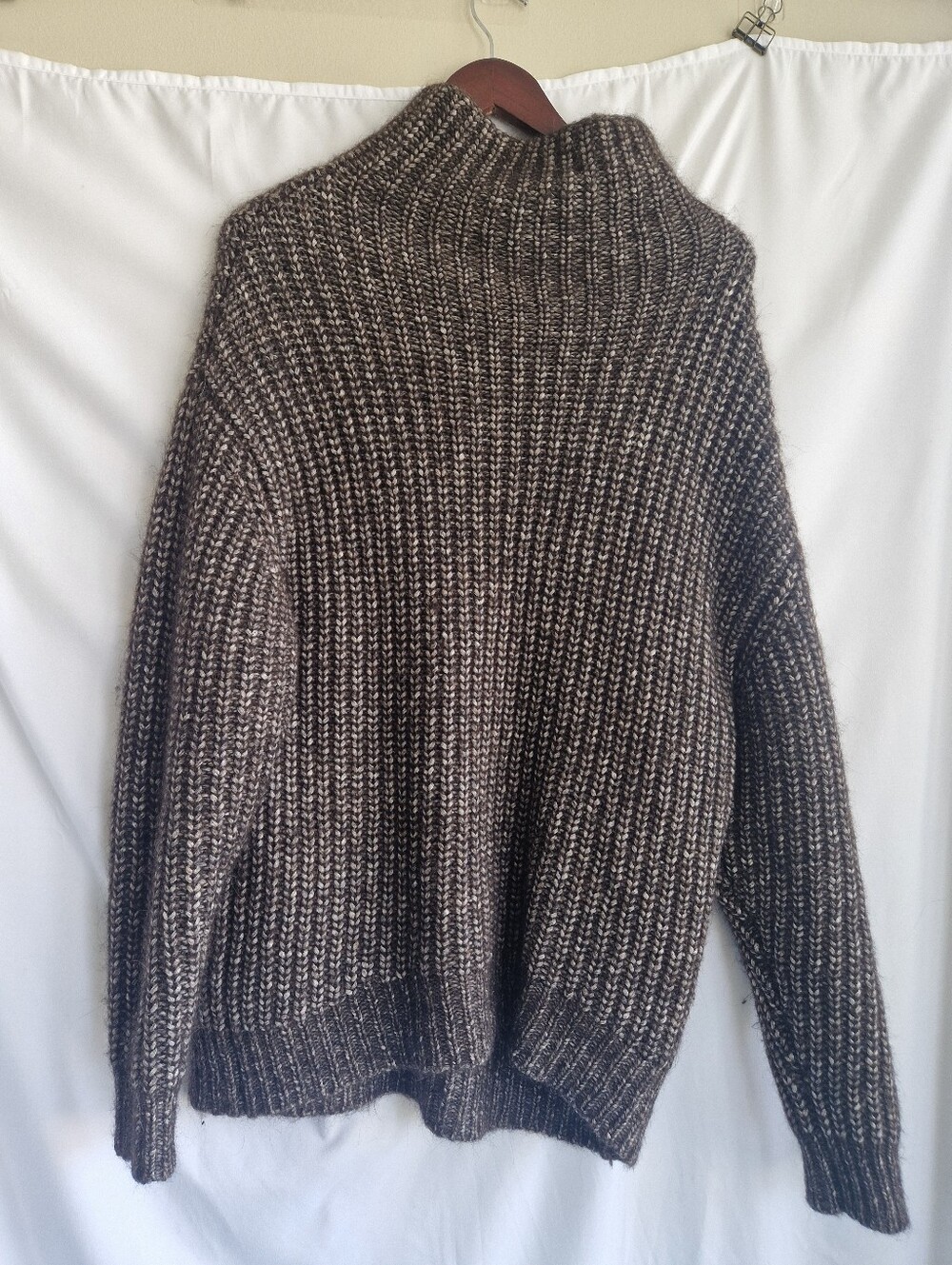 Wilfred Marled Brown and Cream Ribbed Turtleneck Sweater - Picture 3 of 5